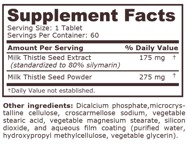 Pure Nutrition - MILK THISTLE COMPLEX 450 mg - 60 Tablets - Image 2