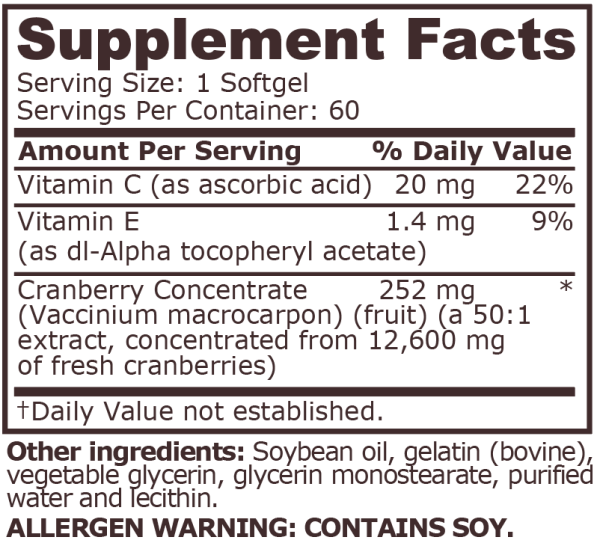 Pure Nutrition - CRANBERRY CONCENTRATE - 60 Softgels - Image 2