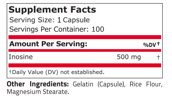 Pure Nutrition - 100% PURE INOSINE 500 МГ - 100 Капсули - Image 2