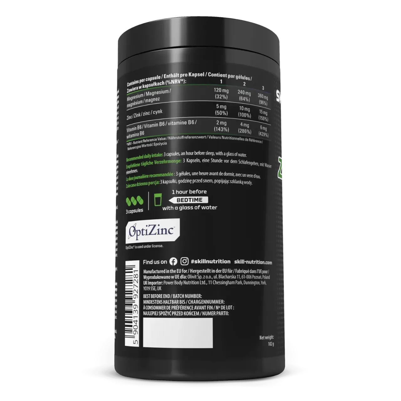Skill Nutrition Zn + Mg + B6 Sports Recovery, 90 Capsules - Image 2